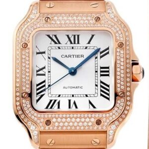 Replica Cartier Santos Watch BV Factory Rose Gold Full Diamond