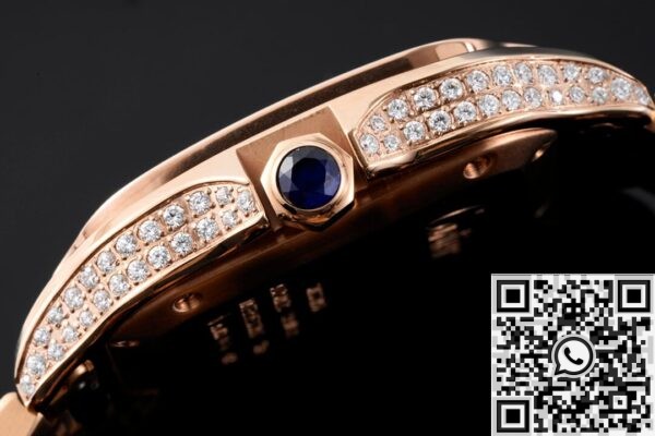 Replica Cartier Santos Watch BV Factory Rose Gold Full Diamond