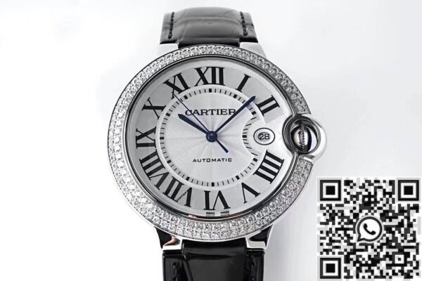 Cartier Ballon Bleu Diamond AF Factory Silver Dial Size 42mm