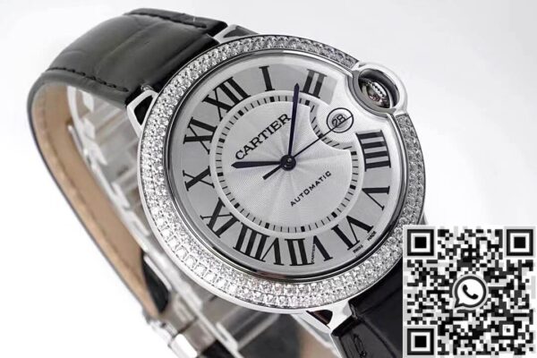 Cartier Ballon Bleu Diamond AF Factory Silver Dial Size 42mm