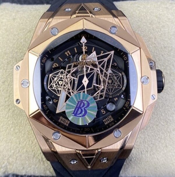 Counterfeit Hublot -BBF Factory Big Bang Sang Bleu II Gold Watch