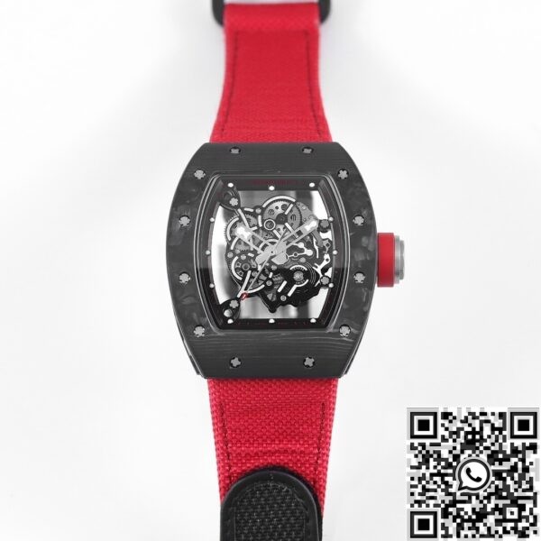 Richard Mille Best Fake RM055 - KV Factory V5 Red Nylon Strap