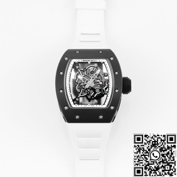 Best Fake Richard Mille KV Factory RM055 V5 White Rubber Strap