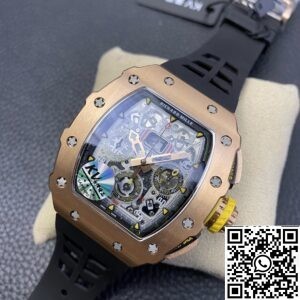 1:1 Richard Mille Fake - RM011 Rose Gold Black Rubber