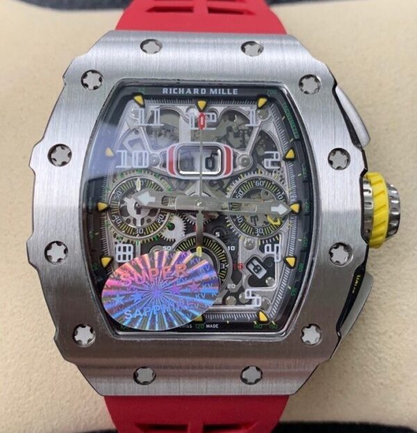 Super Clone Richard Mille KV Factory RM011 Red Rubber Strap