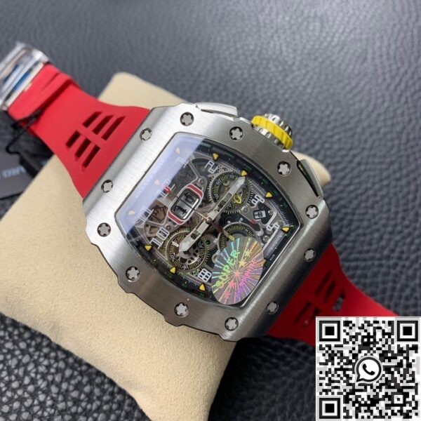 Super Clone Richard Mille KV Factory RM011 Red Rubber Strap