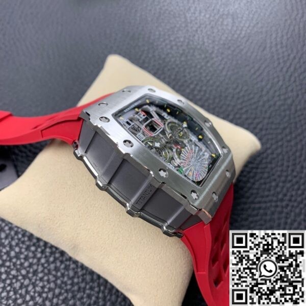 Super Clone Richard Mille KV Factory RM011 Red Rubber Strap