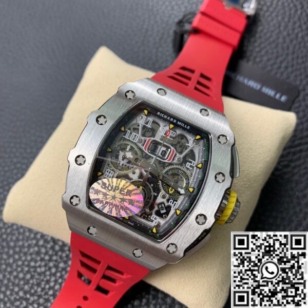 Super Clone Richard Mille KV Factory RM011 Red Rubber Strap