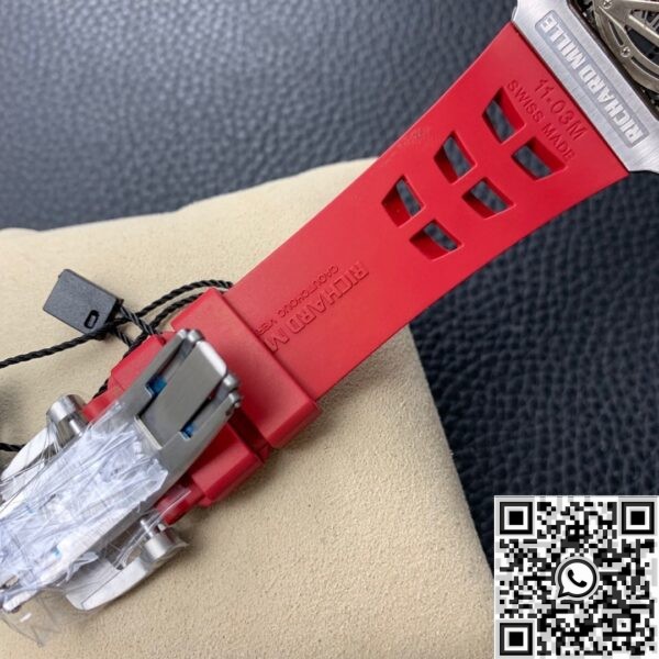 Super Clone Richard Mille KV Factory RM011 Red Rubber Strap