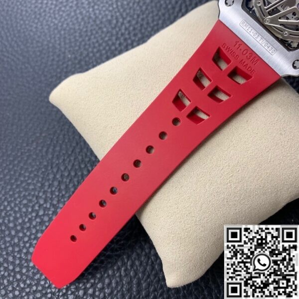 Super Clone Richard Mille KV Factory RM011 Red Rubber Strap