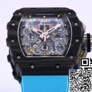 Replica Richard Mille Watch KV Factory RM011 Blue Rubber Strap