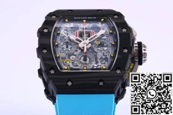 Replica Richard Mille Watch KV Factory RM011 Blue Rubber Strap