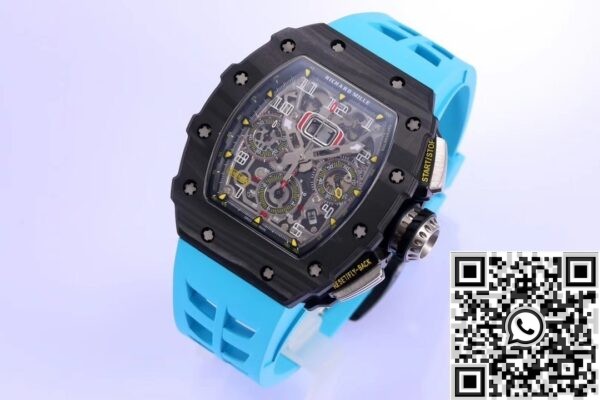 Replica Richard Mille Watch KV Factory RM011 Blue Rubber Strap