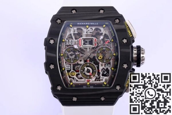 Richard Mille Replica For Sale RM011 White Rubber Stra