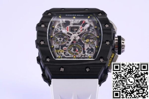 Richard Mille Replica For Sale RM011 White Rubber Stra