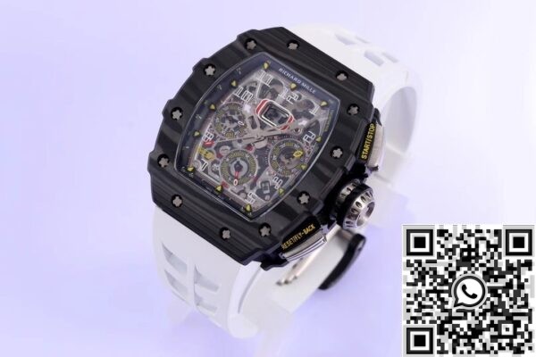 Richard Mille Replica For Sale RM011 White Rubber Stra