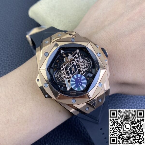 Counterfeit Hublot -BBF Factory Big Bang Sang Bleu II Gold Watch