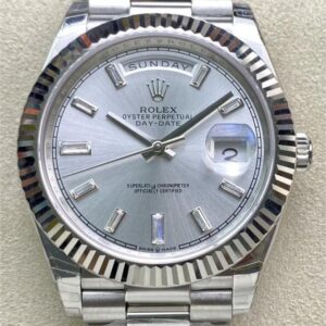 Fake Rolex Day Date - EW Factory Silver Dial Size 40mm