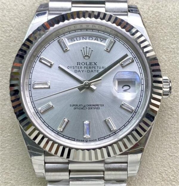 Fake Rolex Day Date - EW Factory Silver Dial Size 40mm