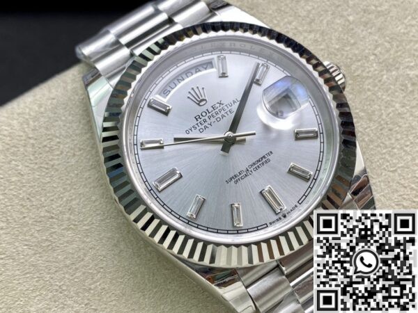 Fake Rolex Day Date - EW Factory Silver Dial Size 40mm