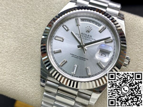 Fake Rolex Day Date - EW Factory Silver Dial Size 40mm