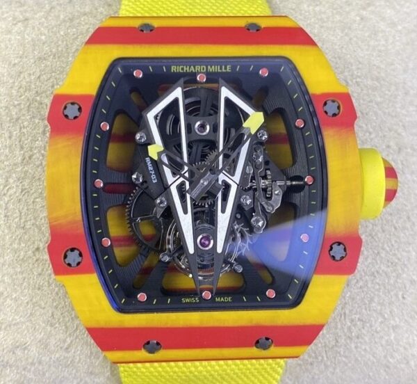 Fake Richard Mille RM27 - BBR Factory Tourbillon Yellow Strap