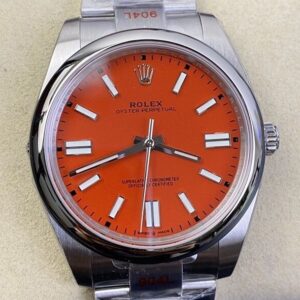 Copy Rolex Oyster Perpetual - Coral Red Dial Size 41mm