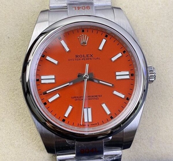 Copy Rolex Oyster Perpetual - Coral Red Dial Size 41mm