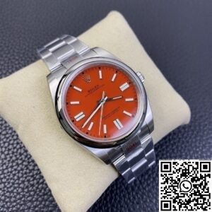 Copy Rolex Oyster Perpetual - Coral Red Dial Size 41mm