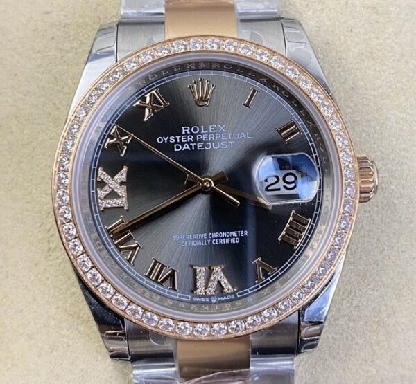 Replica Diamond Rolex - Datejust Rose Gold Watch Size 36mm