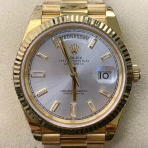 EW Factory Imitate Rolex Day Date - Silver Gray Dial Gold Watch