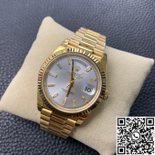 EW Factory Imitate Rolex Day Date - Silver Gray Dial Gold Watch