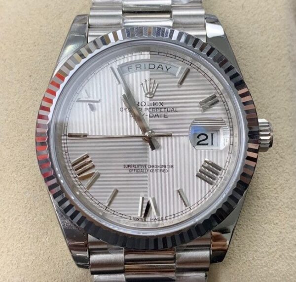 Imitate Rolex - EW Factory Day Date Silver Gray Dial Size 40mm