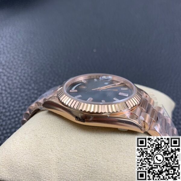 EW Factory Copy Rolex - Day Date Black Dial Rose Gold Watch