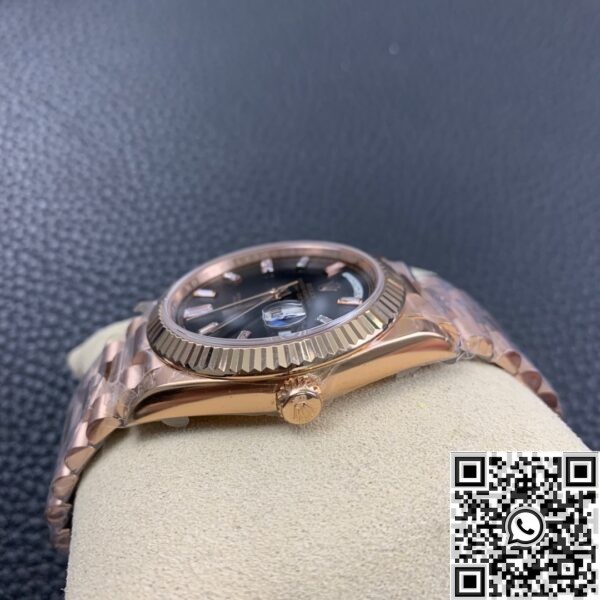 EW Factory Copy Rolex - Day Date Black Dial Rose Gold Watch