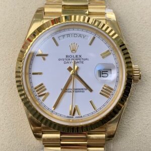 Copy Rolex Day Date - EW Factory White Dial Gold Watch