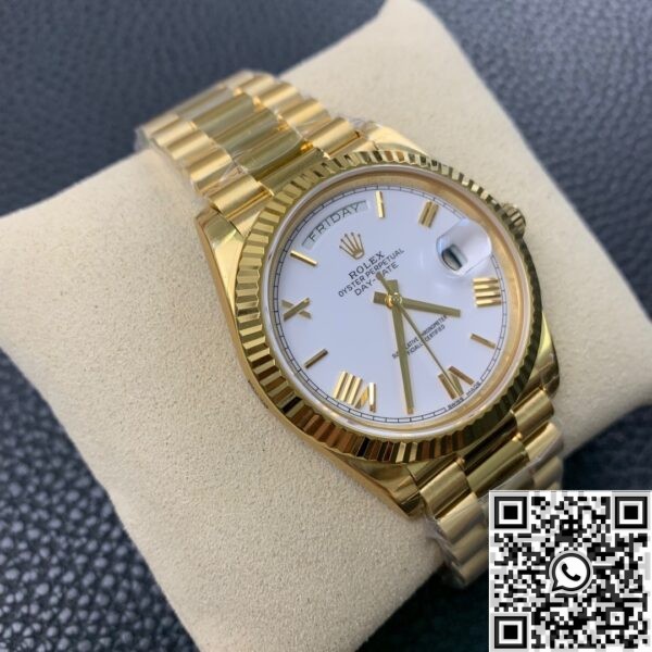 Copy Rolex Day Date - EW Factory White Dial Gold Watch