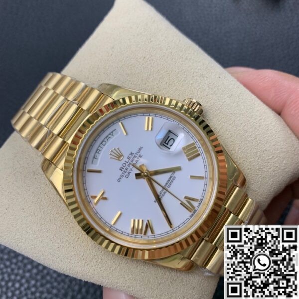 Copy Rolex Day Date - EW Factory White Dial Gold Watch