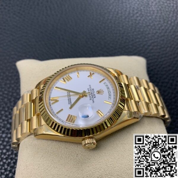 Copy Rolex Day Date - EW Factory White Dial Gold Watch