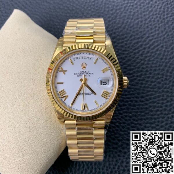 Copy Rolex Day Date - EW Factory White Dial Gold Watch