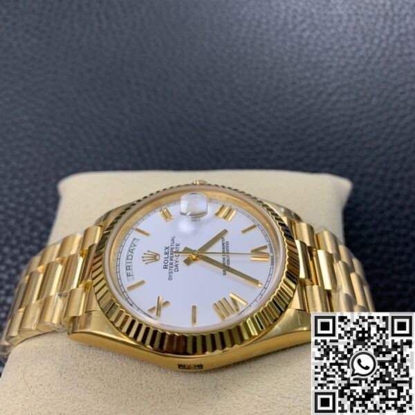 Copy Rolex Day Date - EW Factory White Dial Gold Watch