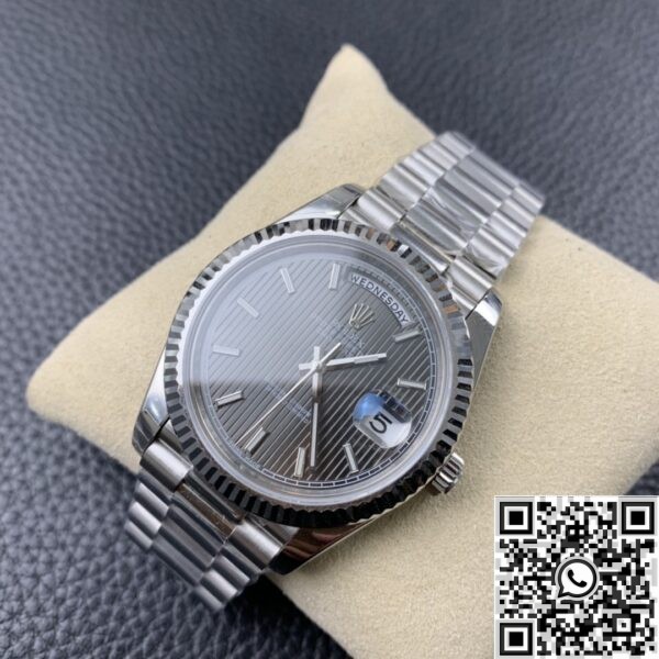 Rolex Day Date Fake - EW Factory Silver Ruled Dial Size 40mm