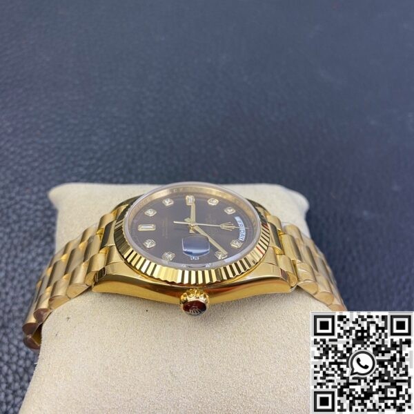 Fake Rolex Day Date - Brown Dial Ladies Gold Watch