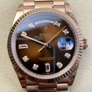 Replicas Rolex Day Date - Gradient Brown Dial Ladies Rose Gold