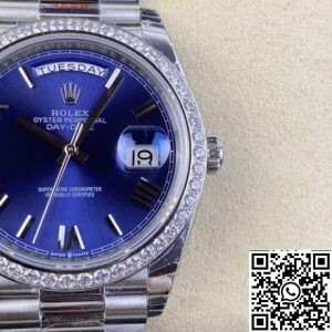 Replica Rolex Day Date - Blue Dial Diamond Watch Size 40mm