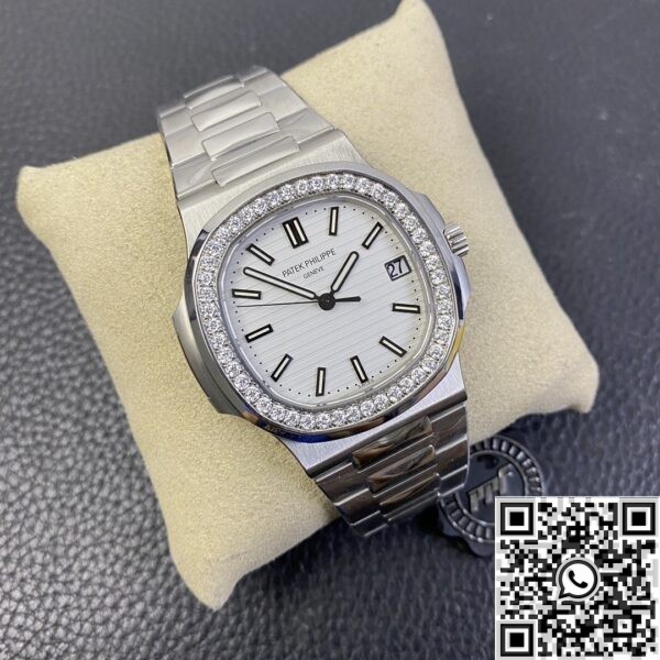 Fake Patek Philippe Watch - Nautilus 5711 White Dial Diamond