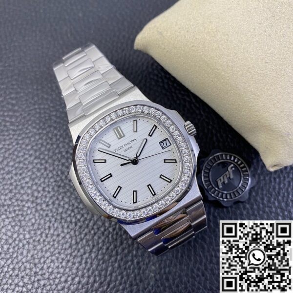 Fake Patek Philippe Watch - Nautilus 5711 White Dial Diamond