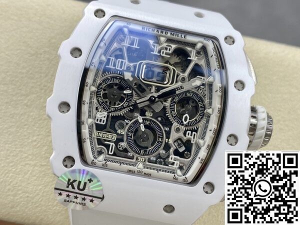 Richard Mille Best Fake KU Factory RM011-03 White Dial