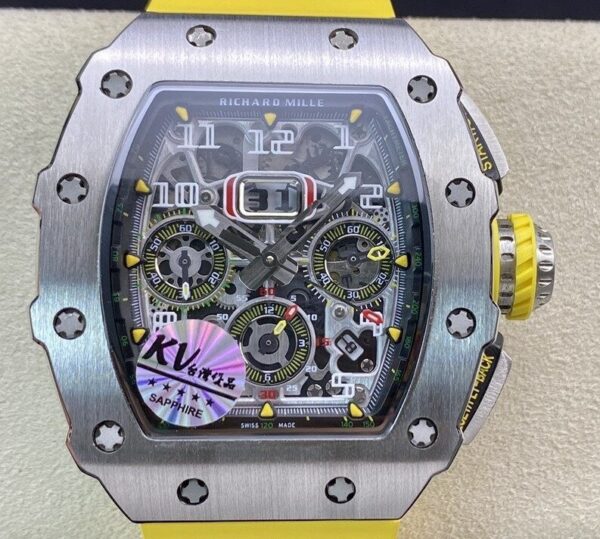 Richard Mille For Sale RM011-03 Titanium Shell Yellow Rubber