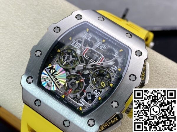 Richard Mille For Sale RM011-03 Titanium Shell Yellow Rubber